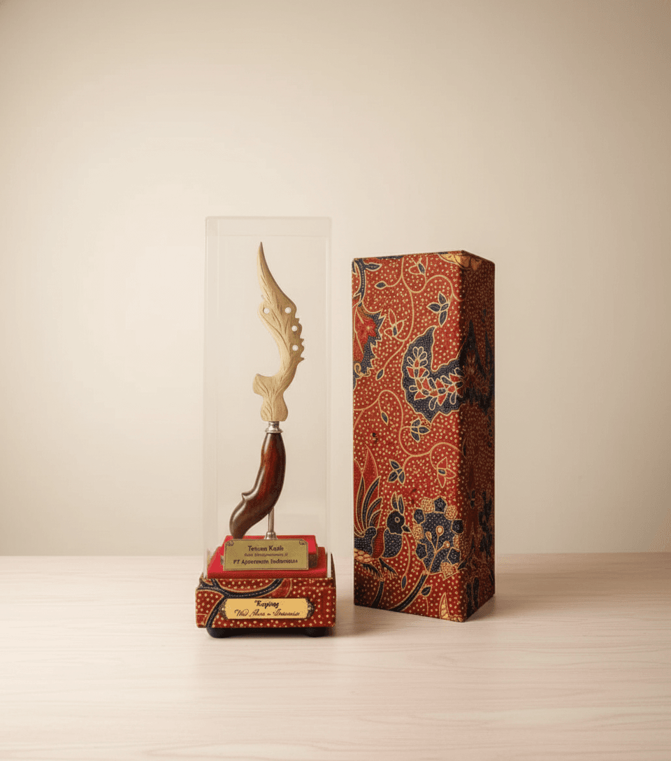 Miniatur Kujang Eksklusif Tutup Acrilic - Bahan kuningan T. 38 cm - Gambar 3