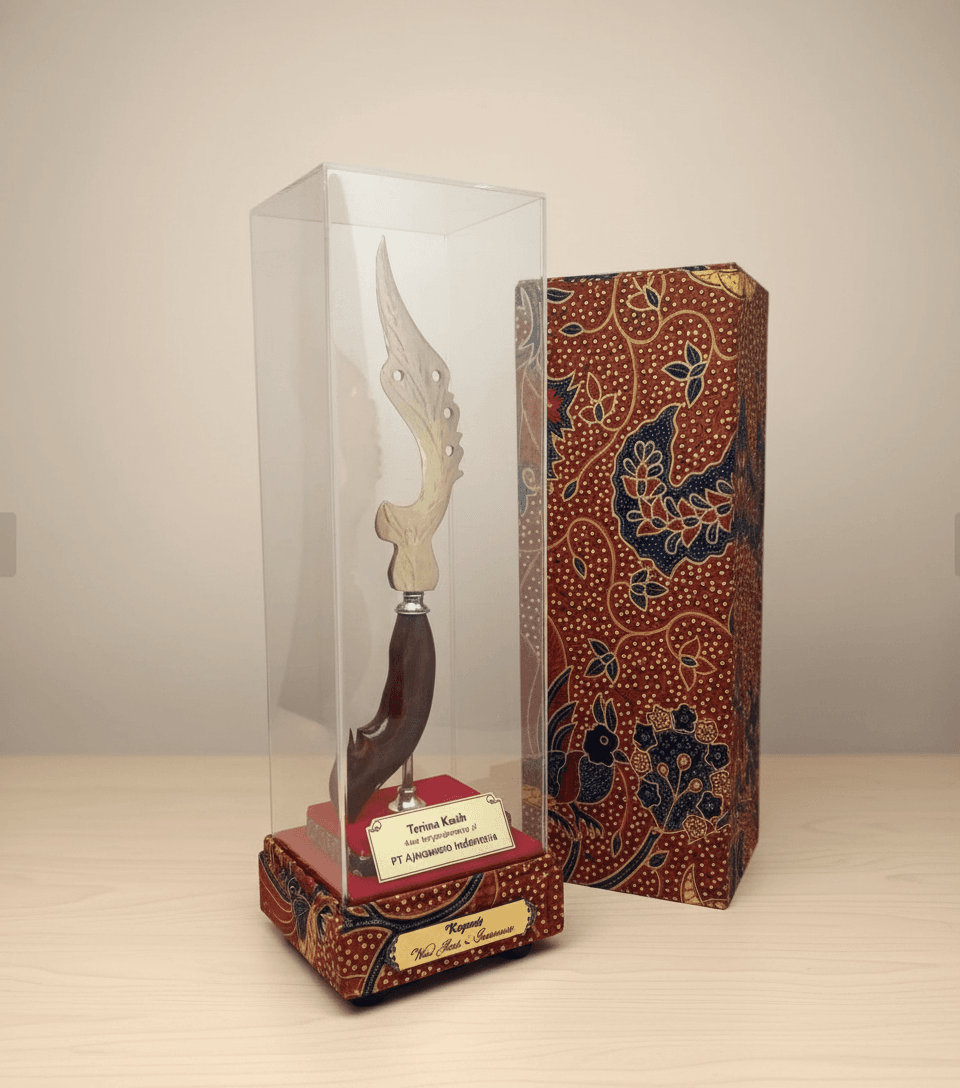 Miniatur Kujang Eksklusif Tutup Acrilic - Bahan kuningan T. 38 cm - Gambar 2