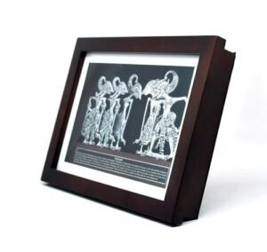 Souvenir Indonesia Wayang Klithik Pandawa 5 Logam Frame Kaca Eksklusif - Gambar 4