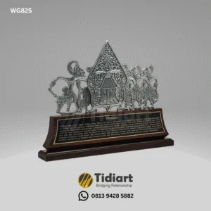 Souvenir Premium Wayang Gunungan Pandawa 5 Logam Stage Kayu