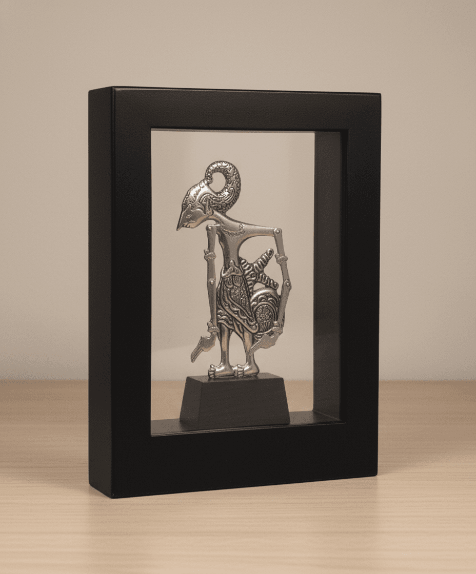 Souvenir Indonesia Wayang Arjuna Logam Frame Kotak - Gambar 5