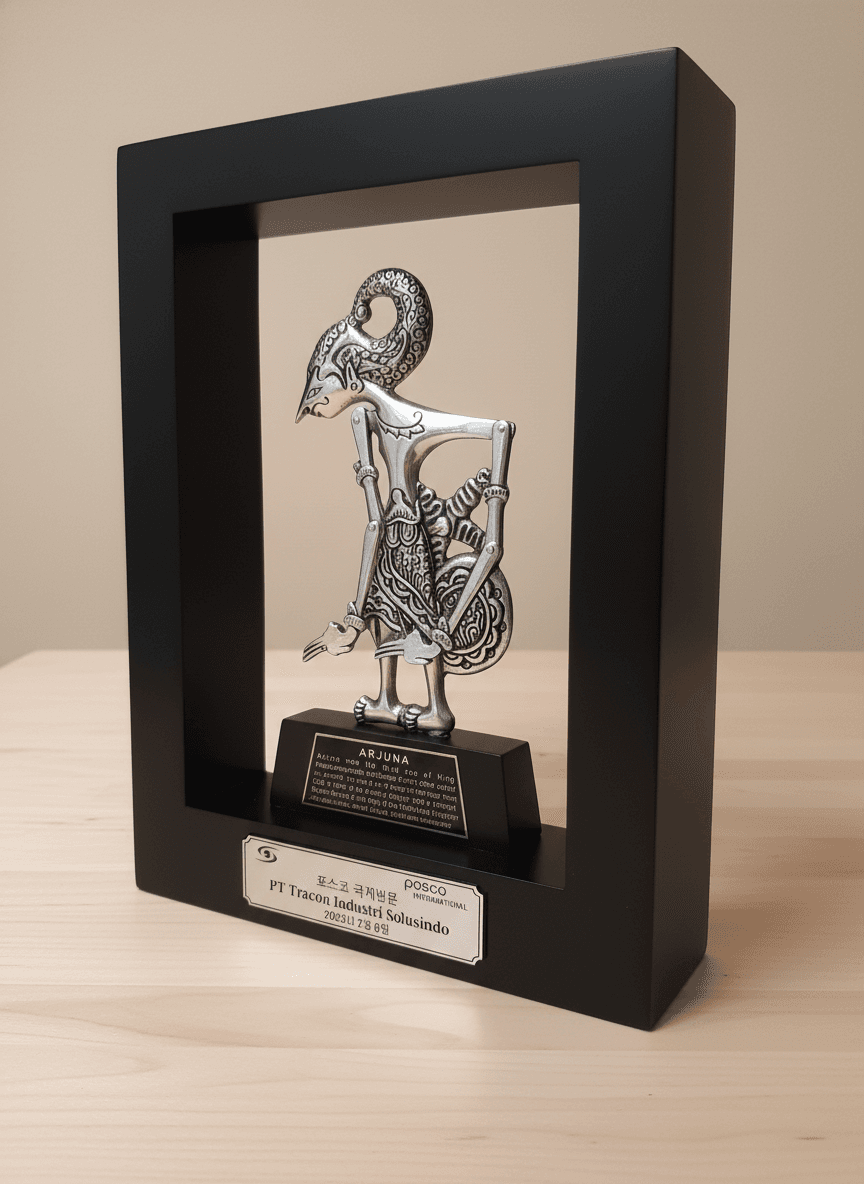 Souvenir Indonesia Wayang Arjuna Logam Frame Kotak - Gambar 4